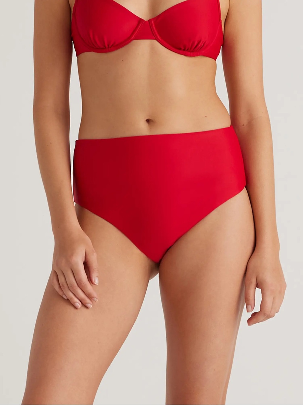 QUINCE Italian High-Rise Bikini Bottom Small Cherry 0209